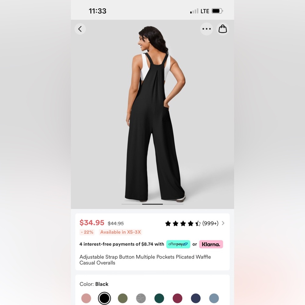 XS Black Halara Overalls